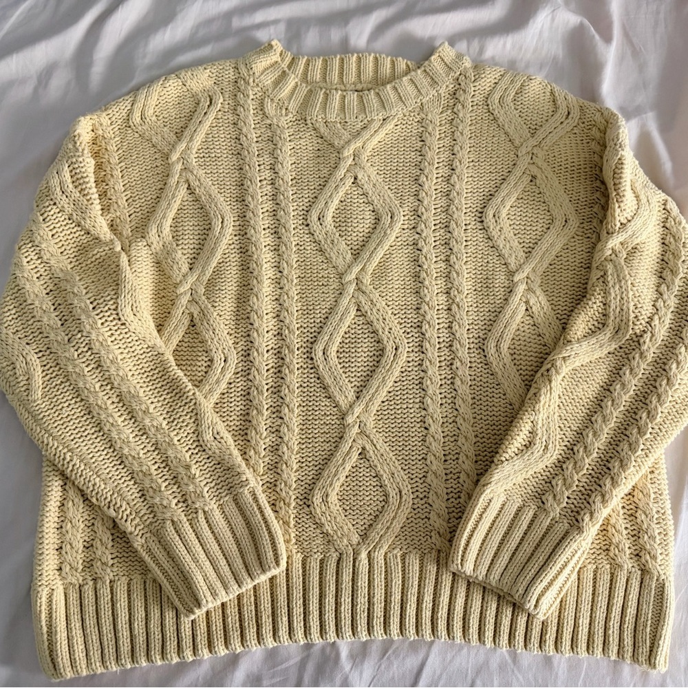 Princess polly butter yellow cable knit sweater s/m